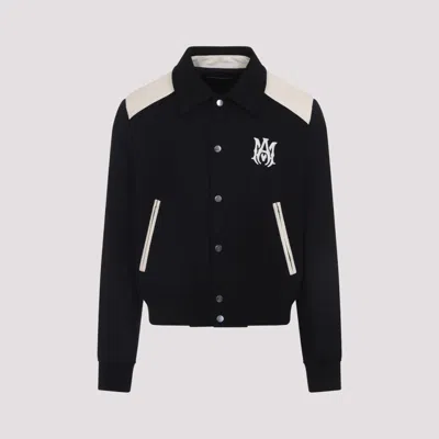Amiri Tailored Wool And Leather Jacket With Zippered Pockets In Black
