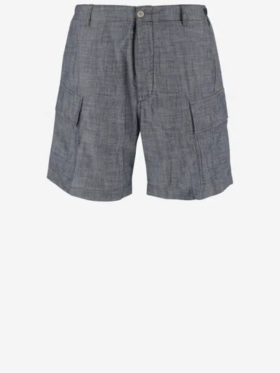 C.p. Company Chambray Cargo Shorts With Adjustable Waist