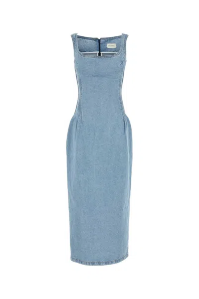 Magda Butrym Sleeveless Square Neckline Denim Dress With Back Slit