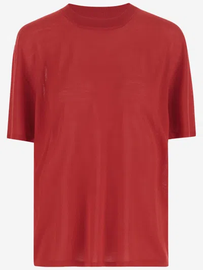 Armarium Short-sleeve Merino-wool Sweater In Red