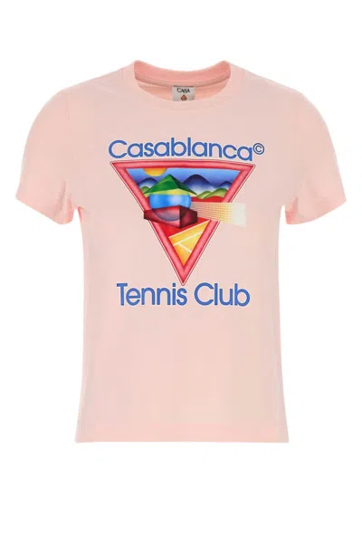 Casablanca Cotton Crew Neck T-shirt With Graphic Print In Pink