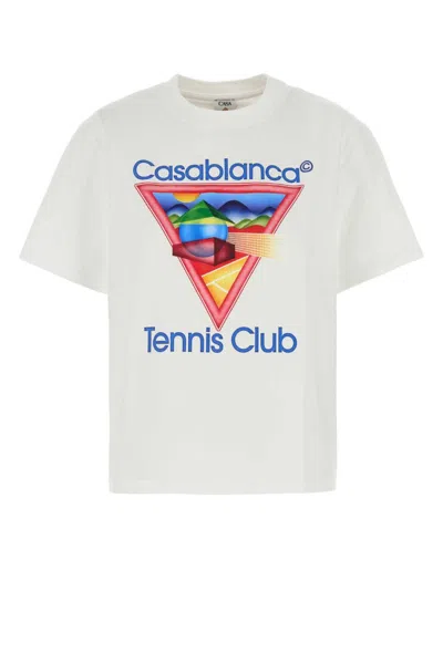Casablanca Crew Neck Graphic Print Short Sleeves Top In White