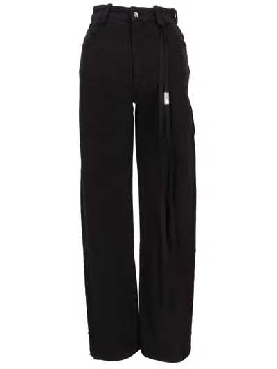 Ann Demeulemeester Herme 5 Pockets Slim Fit Cropped Jeans In Black