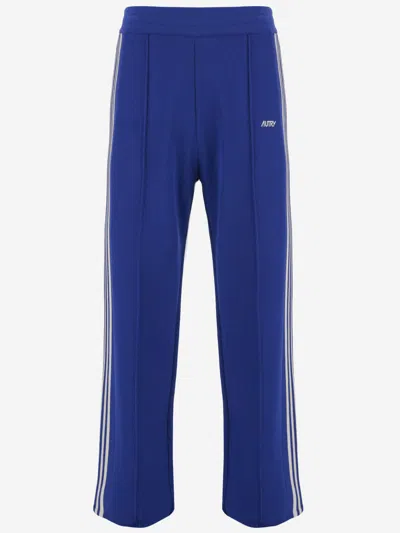 Autry Royal Blue Knitted Viscose Joggers In Blue