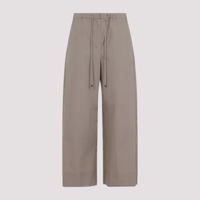 Max Mara Relaxed Fit Wide Leg Trousers In Neutral Cotton In Gray