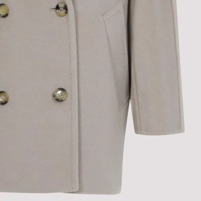 Max Mara Double-breasted Coat In Luxurious Wool-cashmere Blend In Gray
