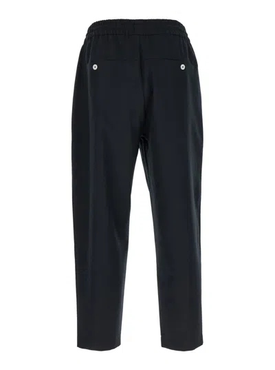 Drôle De Monsieur Black Carrot Pants With Drawstring In Wool Blend Man