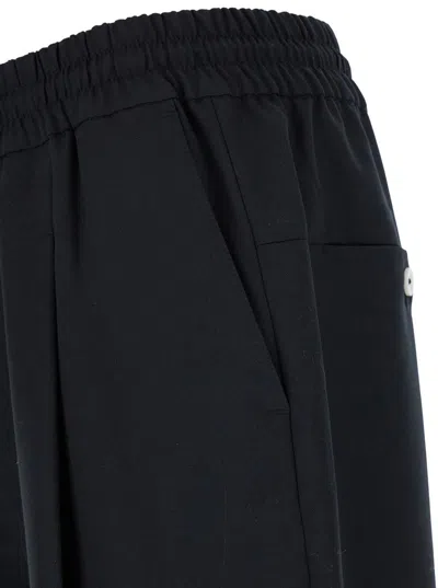 Drôle De Monsieur Black Carrot Pants With Drawstring In Wool Blend Man