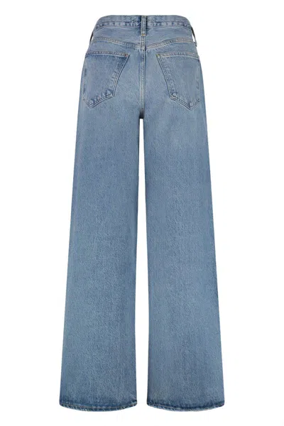 Agolde Light Blue Wide Jeans In Cotton Blend Denim Woman In Blue