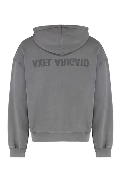 Axel Arigato Cotton Logo Hoodie Kangaroo Pocket In Gray