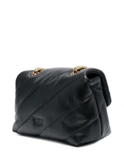 Pinko 'love Classic Puff' Black Shoulder Bag With Diagonal Maxi Quilting In Leather Woman