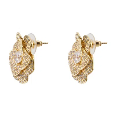 Self-portrait Crystal Flower Earrings In Gold
