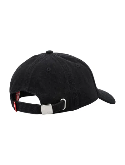 Diesel Black Baseball Cap With Oval D Cut-out In Cotton Man In Black