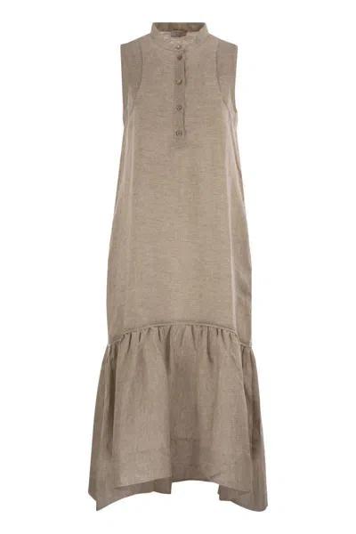 Peserico Ruffled Sleeveless Midi Dress