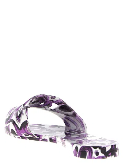 Dolce & Gabbana Maiolica Cut-out Dg Rubber Sandals In Purple