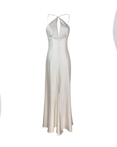 Patrizia Pepe Light Beige Maxi Dress With Keyhole Detail In White
