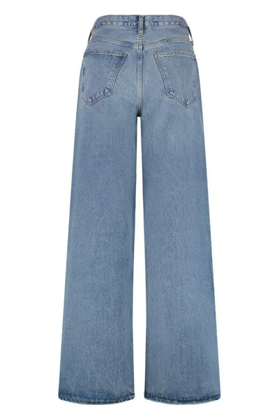 Agolde Light Blue Wide Jeans In Cotton Blend Denim Woman In Blue