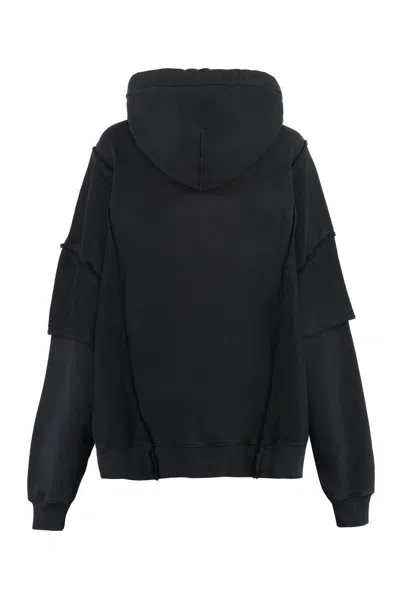Khrisjoy Towel Cloth Effect Splice Hooded Sweater In Black