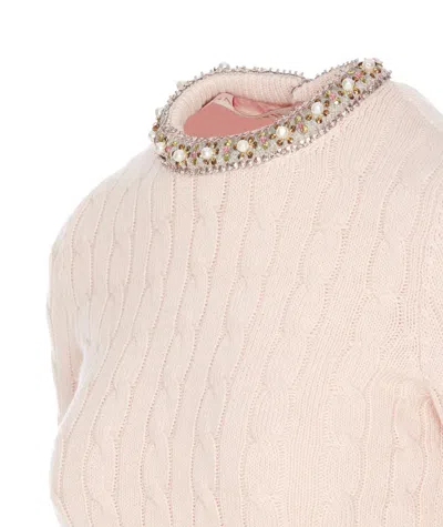 Valentino Garavani Women Embroidered Wool Sweater In Pink