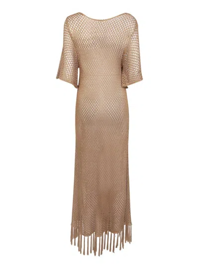 Dodo Bar Or Fringed Midi Knit Dress In Brown