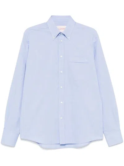 Valentino Camicia Maniche Lunghe Vlogo Signature Shirts Light Blue In Purple