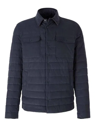 Herno Quilted Down Shirt Jacket In Blue