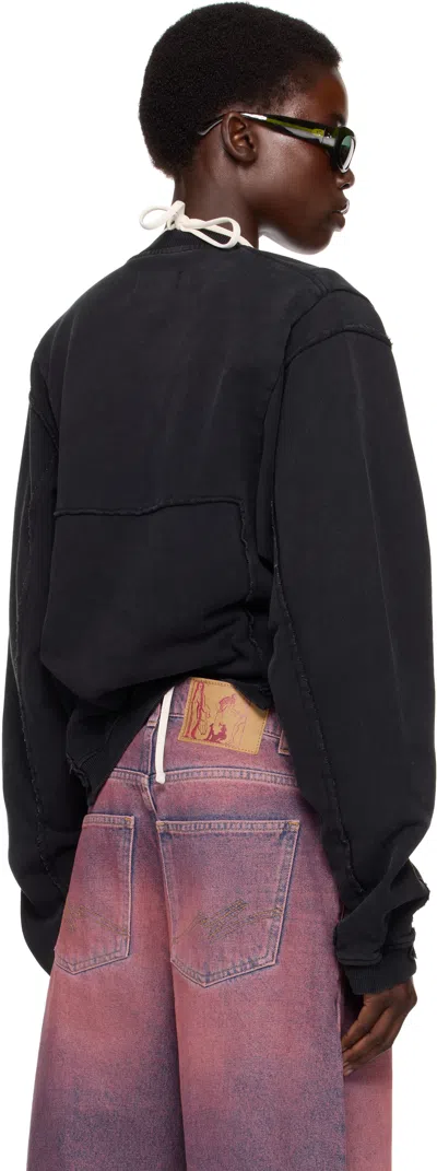 Martine Rose Ssense Exclusive Black Shrunken Zip Up Crew Jacket In Black