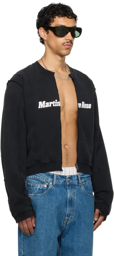 Martine Rose Ssense Exclusive Black Shrunken Zip-up Sweatshirt In Black