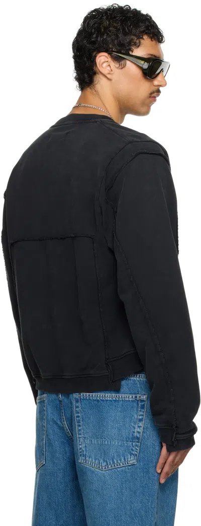 Martine Rose Ssense Exclusive Black Shrunken Zip-up Sweatshirt In Black