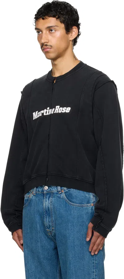 Martine Rose Ssense Exclusive Black Shrunken Zip-up Sweatshirt In Black