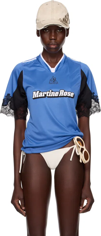 Martine Rose Ssense Exclusive Blue Lace Trim Football T-shirt In Blue