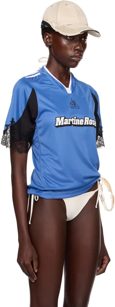 Martine Rose Ssense Exclusive Blue Lace Trim Football T-shirt In Blue