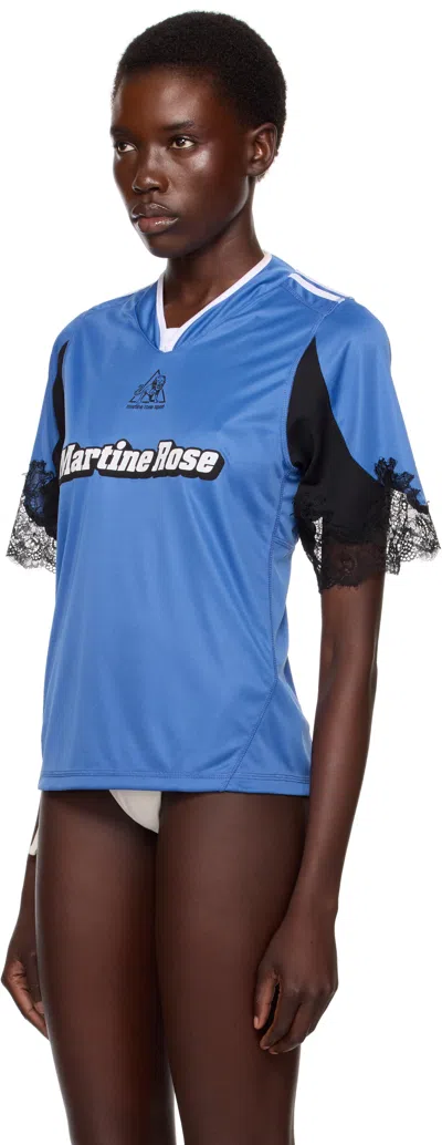 Martine Rose Ssense Exclusive Blue Lace Trim Football T-shirt In Blue