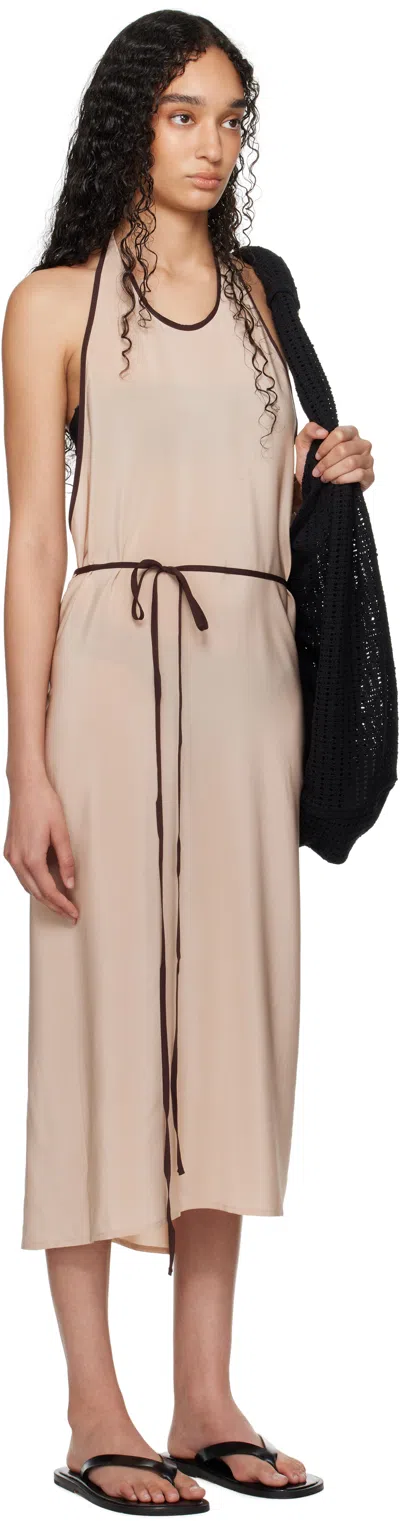 Baserange Ssense Exclusive Pink Apron Wrap Midi Dress In Brown