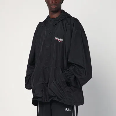 Balenciaga Polyester Jacket With Elastic Cuffs And Hooded Design In Black