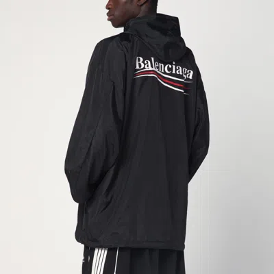 Balenciaga Polyester Jacket With Elastic Cuffs And Hooded Design In Black