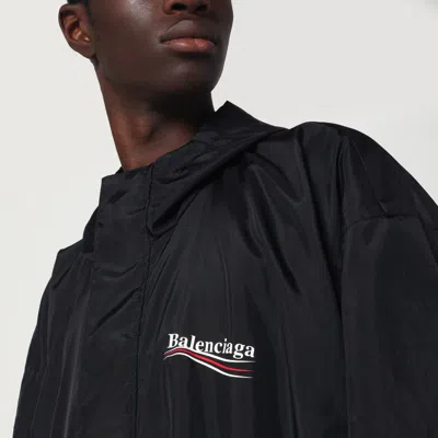 Balenciaga Polyester Jacket With Elastic Cuffs And Hooded Design In Black