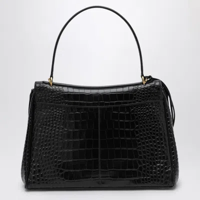 Balenciaga Cocco-print Calfskin Medium Rodeo Bag In Black