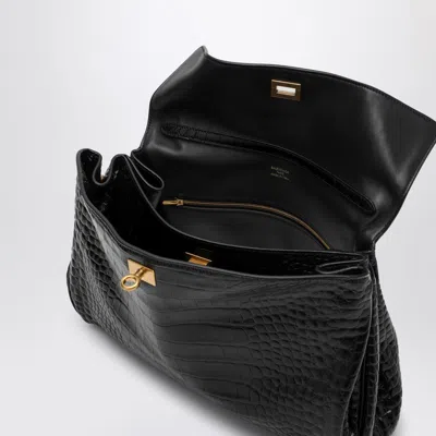 Balenciaga Cocco-print Calfskin Medium Rodeo Bag In Black
