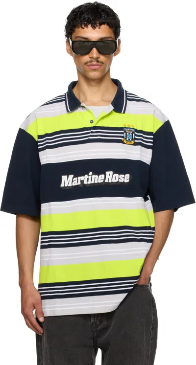 Martine Rose Ssense Exclusive Navy & Green Oversized Panelled Polo In Green