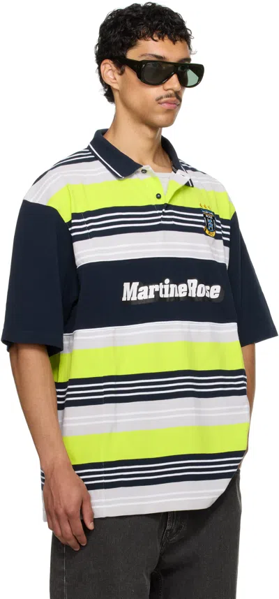 Martine Rose Ssense Exclusive Navy & Green Oversized Panelled Polo In Green
