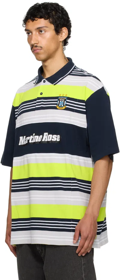 Martine Rose Ssense Exclusive Navy & Green Oversized Panelled Polo In Green