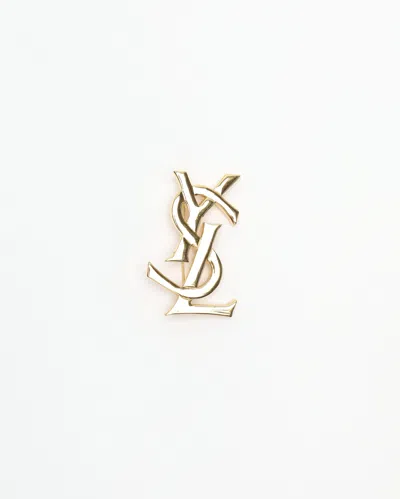 Saint Laurent Ysl Logo Brooch In Gold