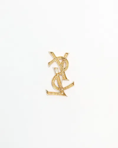 Saint Laurent Ysl Logo Brooch In Gold