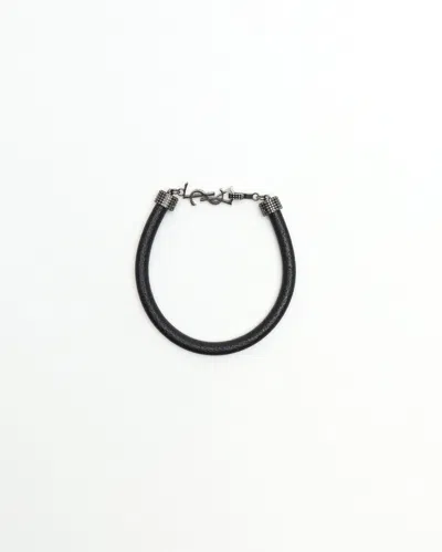 Saint Laurent Ysl Leather Bracelet In Black