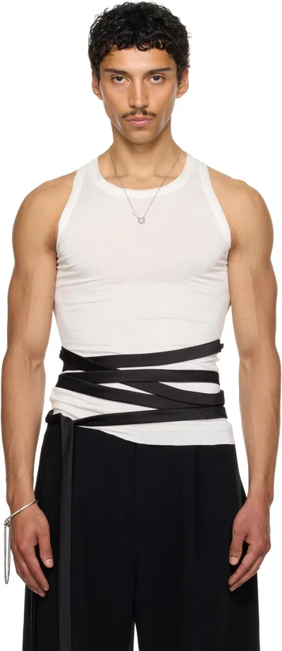 Aaron Esh Ssense Exclusive White Satin Tie Jersey Tank Top In White