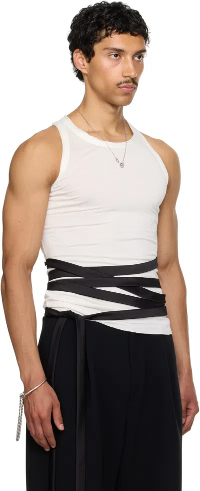 Aaron Esh Ssense Exclusive White Satin Tie Jersey Tank Top In White