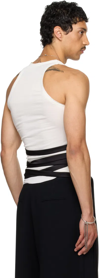 Aaron Esh Ssense Exclusive White Satin Tie Jersey Tank Top In White