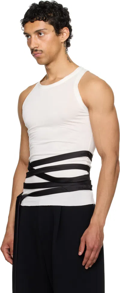 Aaron Esh Ssense Exclusive White Satin Tie Jersey Tank Top In White