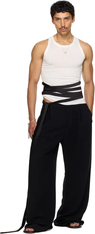 Aaron Esh Ssense Exclusive White Satin Tie Jersey Tank Top In White
